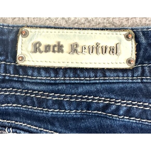 Y2K Rock Revival Easy Straight Jeans Heather Bling Embellished Flap Pocket - Picture 3 of 16